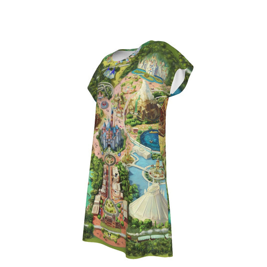 Colorful Theme Park Map - Women's T-Shirt Dress