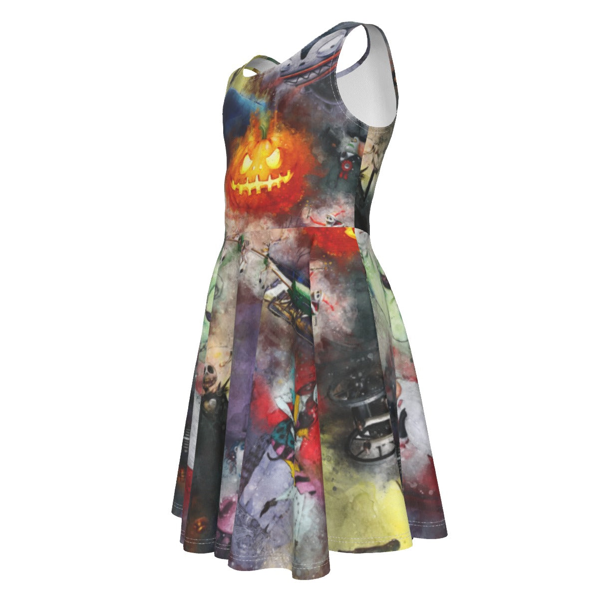 Watercolor Nightmare Town- Kid's Sleeveless Skater Dress