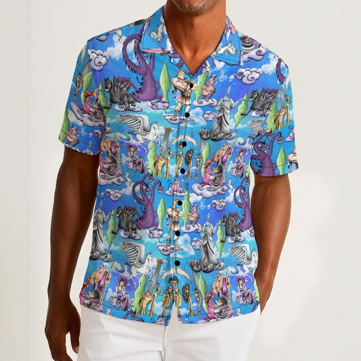 Mythic Hero Chaos Clouds - Men’s Cotton-Rich Button Up Shirt