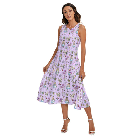 Whimsical Curious Adventure - Women’s Diagonal Pocket Midi Dress