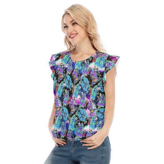 Haunting Romance Sketch - Women’s Flutter Sleeve Top