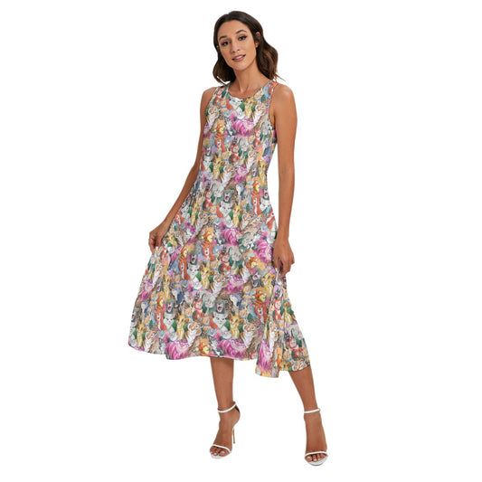 Whimsical Storybook Cats - Women’s Diagonal Pocket Midi Dress