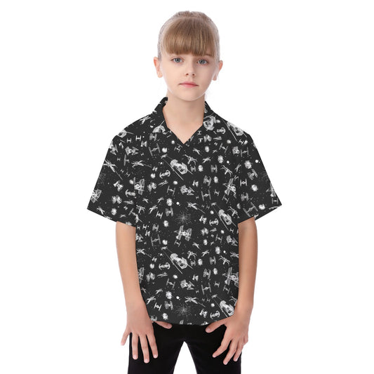 Epic Space Battle Ships - Kid's Hawaiian Button Up Shirt