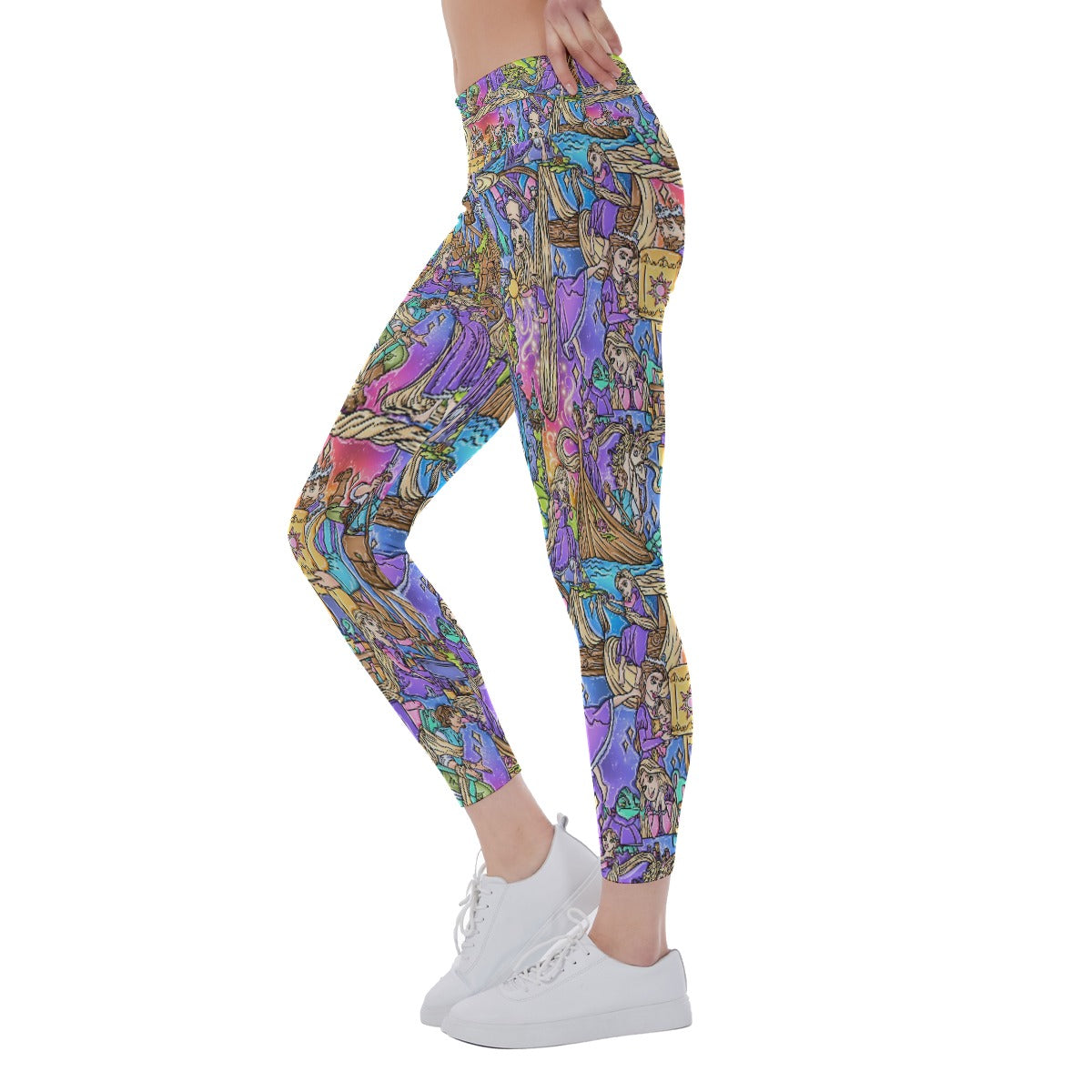 Golden Hair Storybook Scenes - Women's Yoga Leggings
