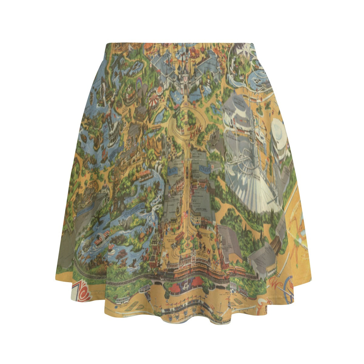 Vintage Theme Park Map - Women's Pocket Skater Skirt