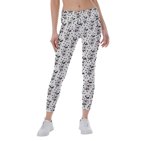 Sketch of Polka Dot Mouse - Women's Yoga Leggings