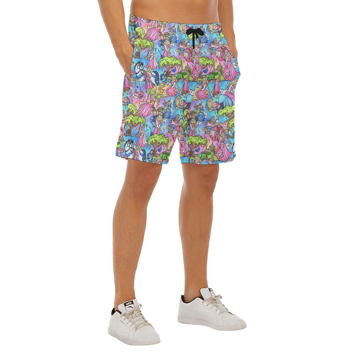 Dreaming Princess Storybook Scenes - Men’s Pocket Beach Shorts