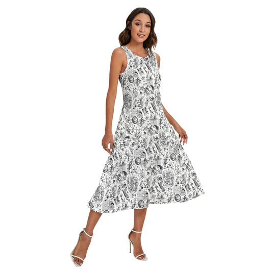 Nightmare Halloween Sketches - Women’s Diagonal Pocket Midi Dress