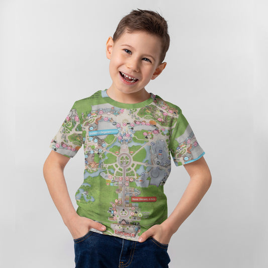 Vibrant Fantasy Park Map - Kid’s Short Sleeve T-Shirt