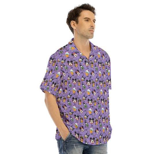 Halloween Friends in Costumeeads - Men's Hawaiian Button Up Shirt