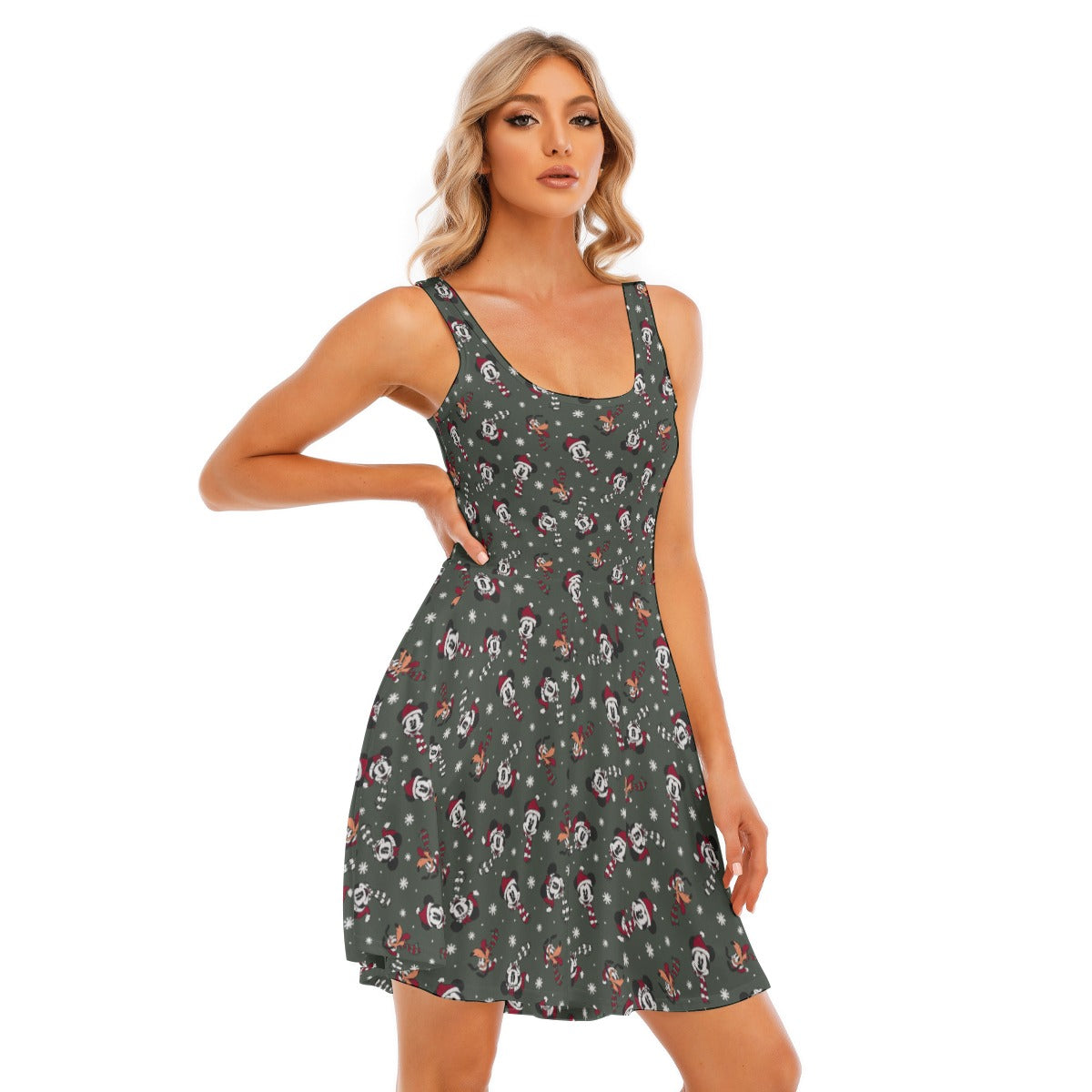 Vintage Holiday Friends - Women's Sleeveless Pocket Skater Dress