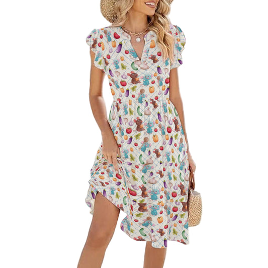 Ratatouille Veggies - Women's Tiered Pocket Midi Dress