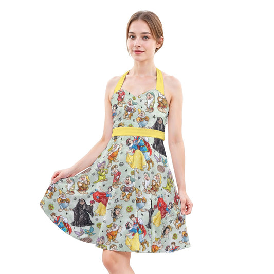 Fairest Crew Sketch - Women's Halter Vintage Pocket Dress