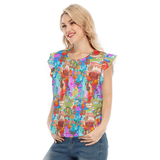 Element City Scene Collage - Women’s Flutter Sleeve Top