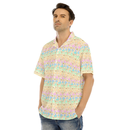 Gold Dot Rainbow Mouse Ears Castle - Men's Hawaiian Button Up Shirt