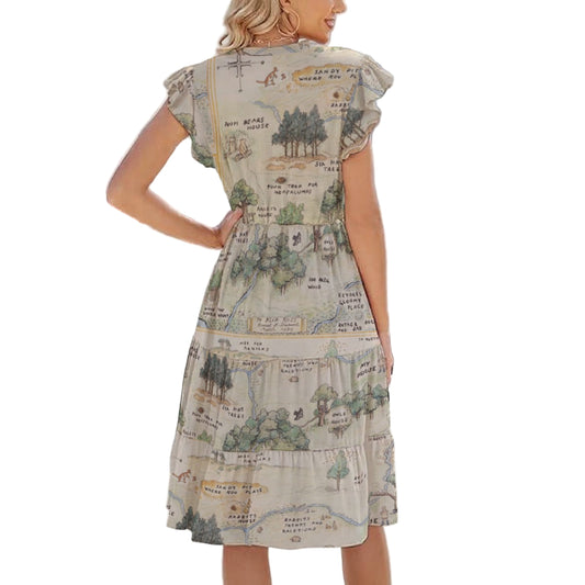 Hundred Acre Map - Women's Tiered Pocket Midi Dress
