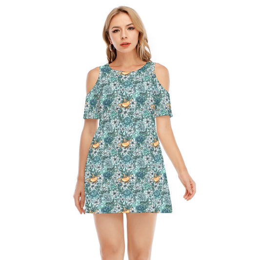Fairytale Florals - Arabian Princess - Women's Cold Shoulder Cotton Dress