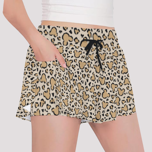 Mouse Ears Animal Print - Girls’ Flowy Pocket Shorts