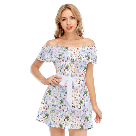 WDW Park Hopper - Women's Off-shoulder Ruffle Dress