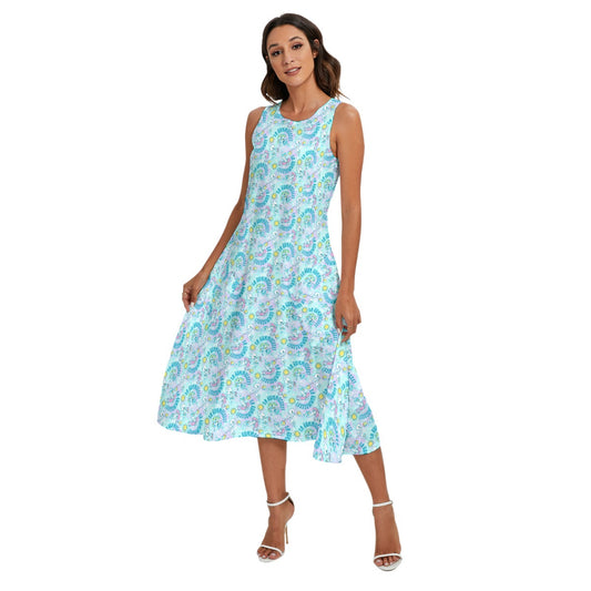 Sun-Kissed Snow Friend - Women’s Diagonal Pocket Midi Dress