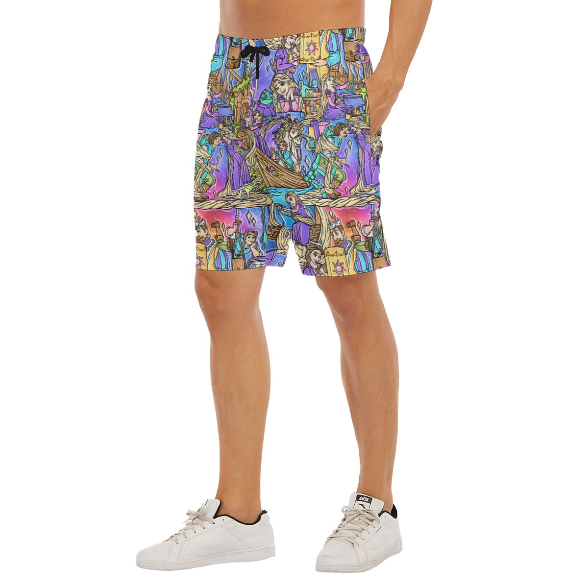 Golden Hair Storybook Scenes - Men’s Pocket Beach Shorts