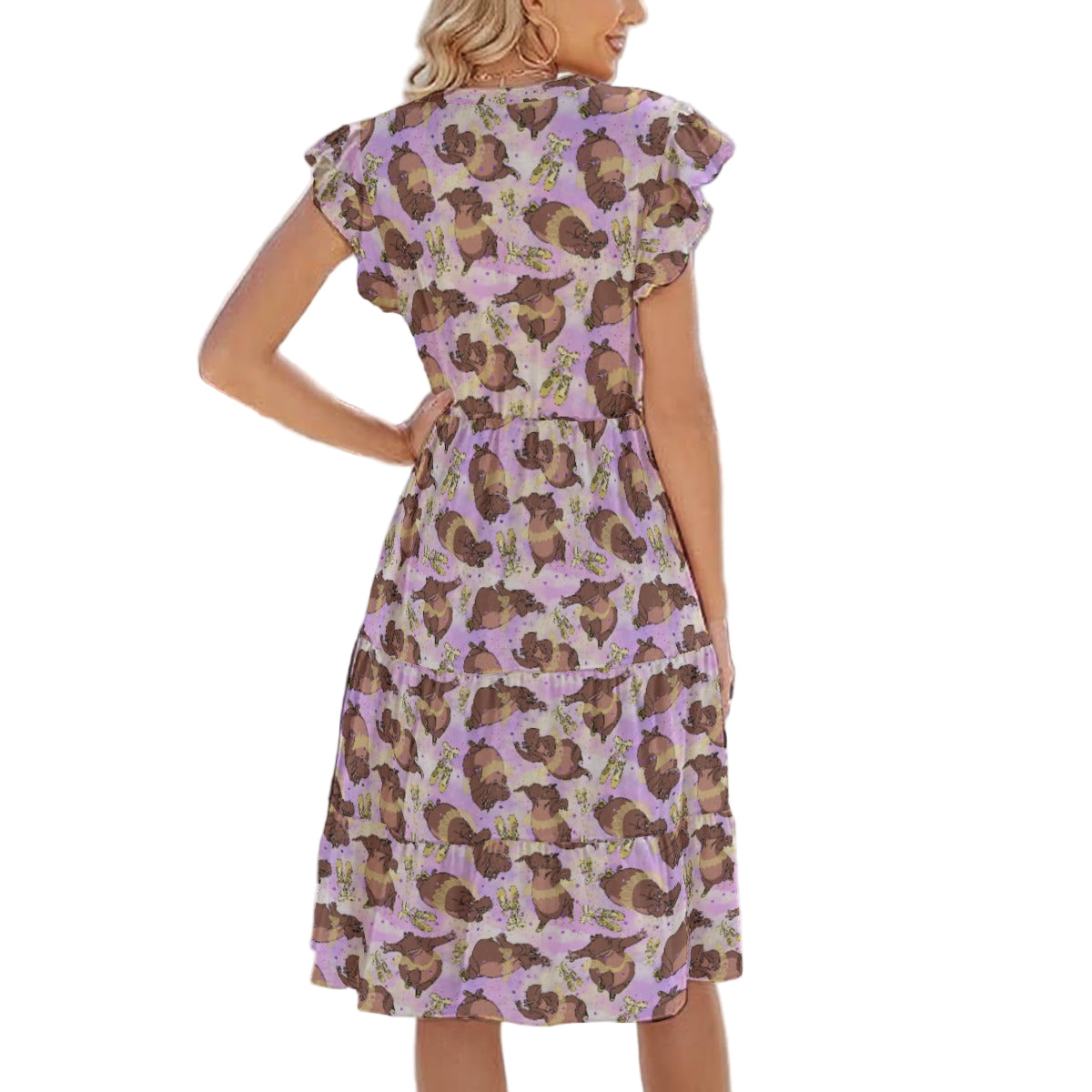 Ballerina Hippos - Women's Tiered Pocket Midi Dress