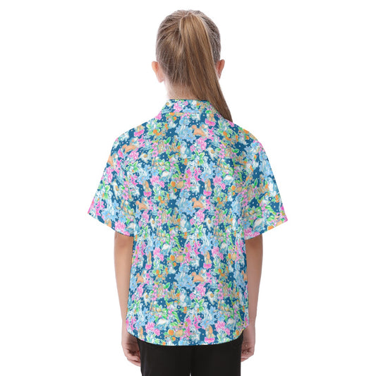 Bright Tropical Friends - Disney Dogs - Kid's Hawaiian Button Up Shirt