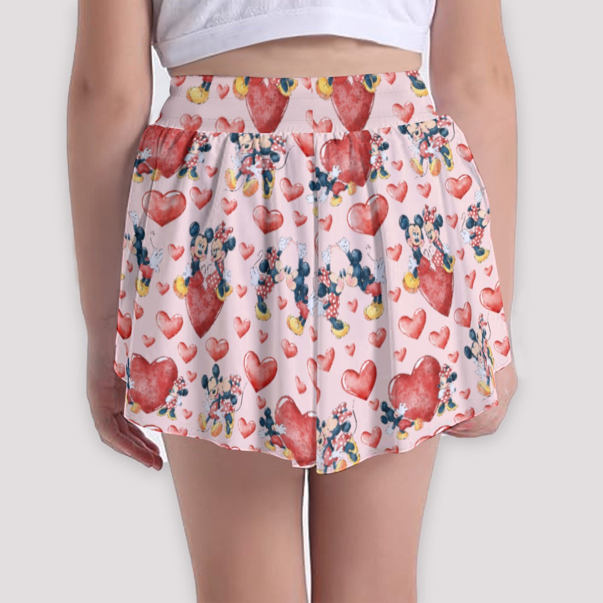 Valentine Mouse Couplennie - Girls’ Flowy Pocket Shorts