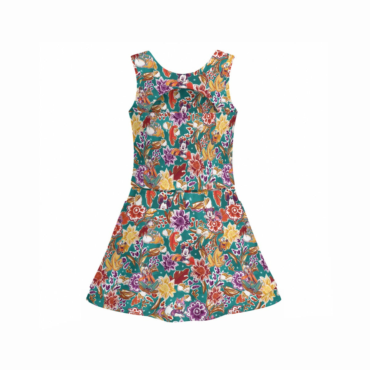 Mouse and Friends Fall Garden - Women’s Athletic Skort Set with Open-Back Crop Top