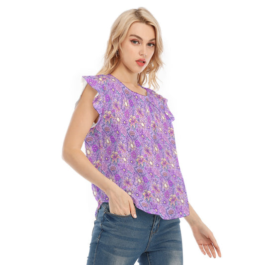 Fairytale Florals – Radiant Sunlight - Women’s Flutter Sleeve Top