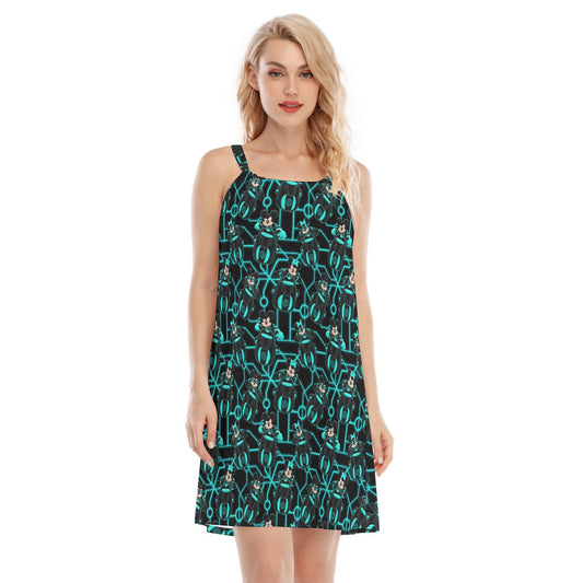 Electric Neon Grid Adventure - Women’s Adjustable Sundress