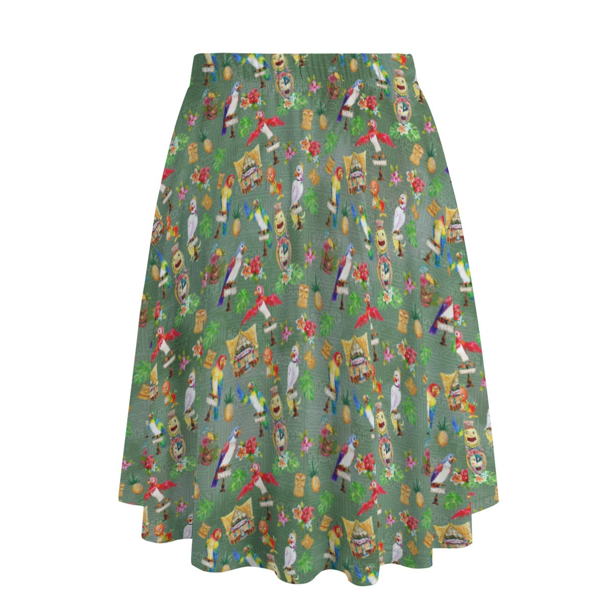Orange Bird & Tiki Friends - Women’s Pocket Midi Skirt