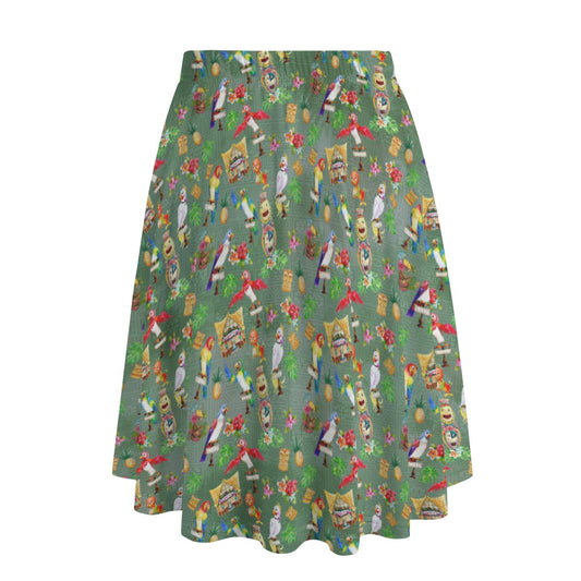 Orange Bird & Tiki Friends - Women’s Pocket Midi Skirt