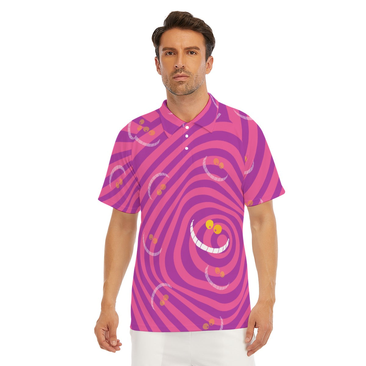Whimsical Grinning Stripes - Men's Polo Shirt