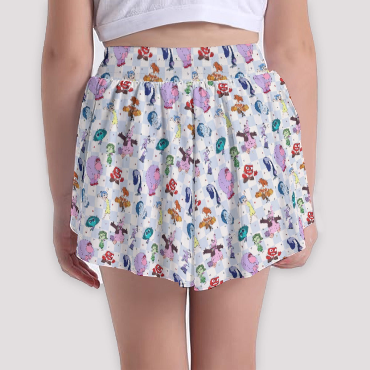Blue Check Emotional Spectrum - Girls’ Flowy Pocket Shorts