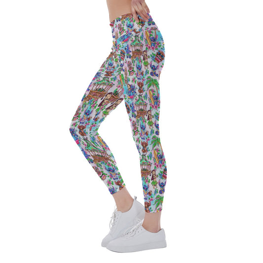 Bright Island Chaos Hand Drawn - Women's Yoga Leggings
