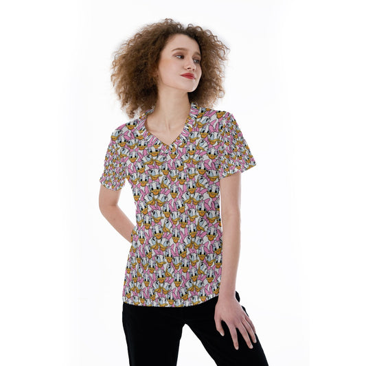 Many Faces of Sassy Duck - Women's Short Sleeve V-Neck T-Shirt