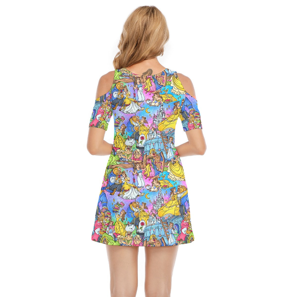 Enchanted Tale Storybook Scenes - Women's Cold Shoulder Cotton Dress