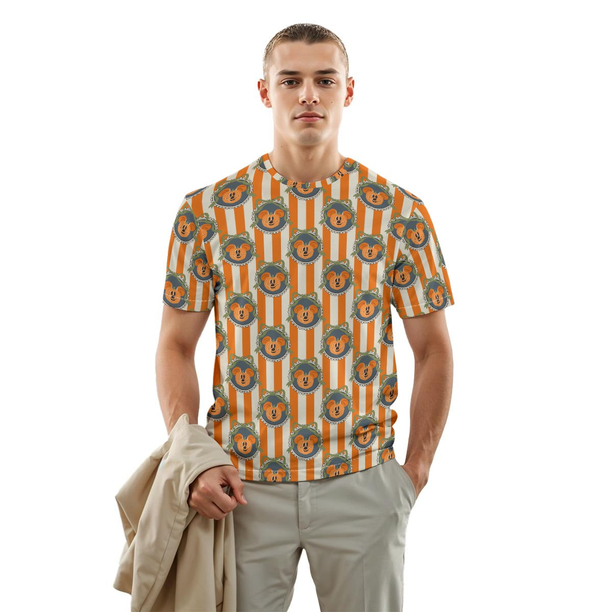 Pumpkin Cameo Stripes - Men's Short Sleeve T-Shirt