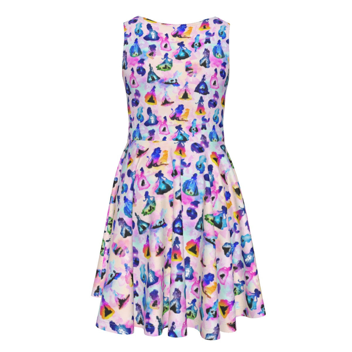 Princess And Classic Animation Silhouettes - Kid's Sleeveless Skater Dress