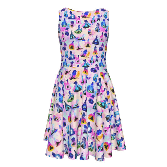 Princess And Classic Animation Silhouettes - Kid's Sleeveless Skater Dress