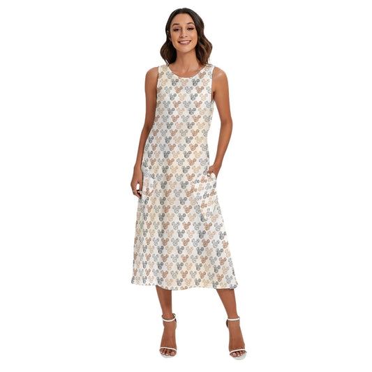Safari Mouse Ears - Women’s Diagonal Pocket Midi Dress