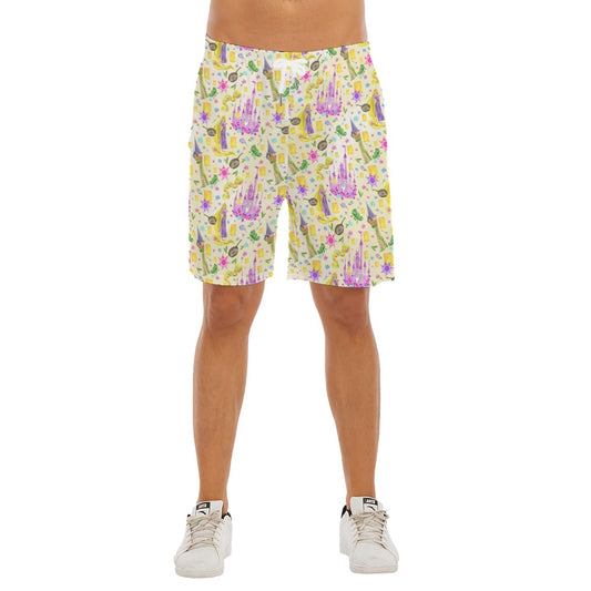 Watercolor Golden Hair Kingdom - Men’s Pocket Beach Shorts