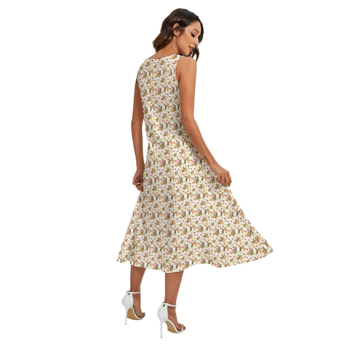 Cheeky Chipmunk Duo - Women’s Diagonal Pocket Midi Dress