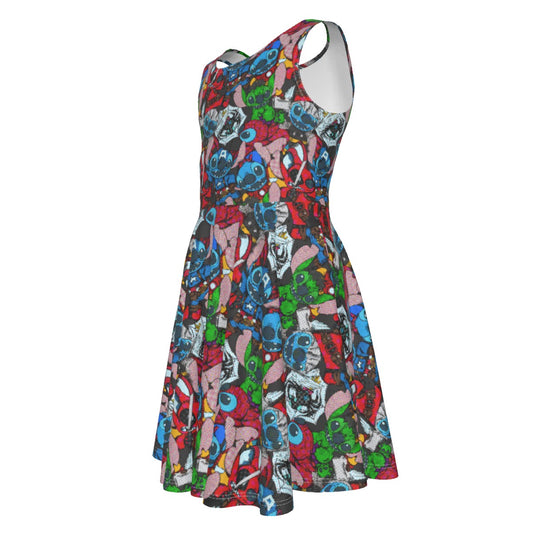 Superhero Stitch - Heroes Assembled - Kid's Sleeveless Skater Dress