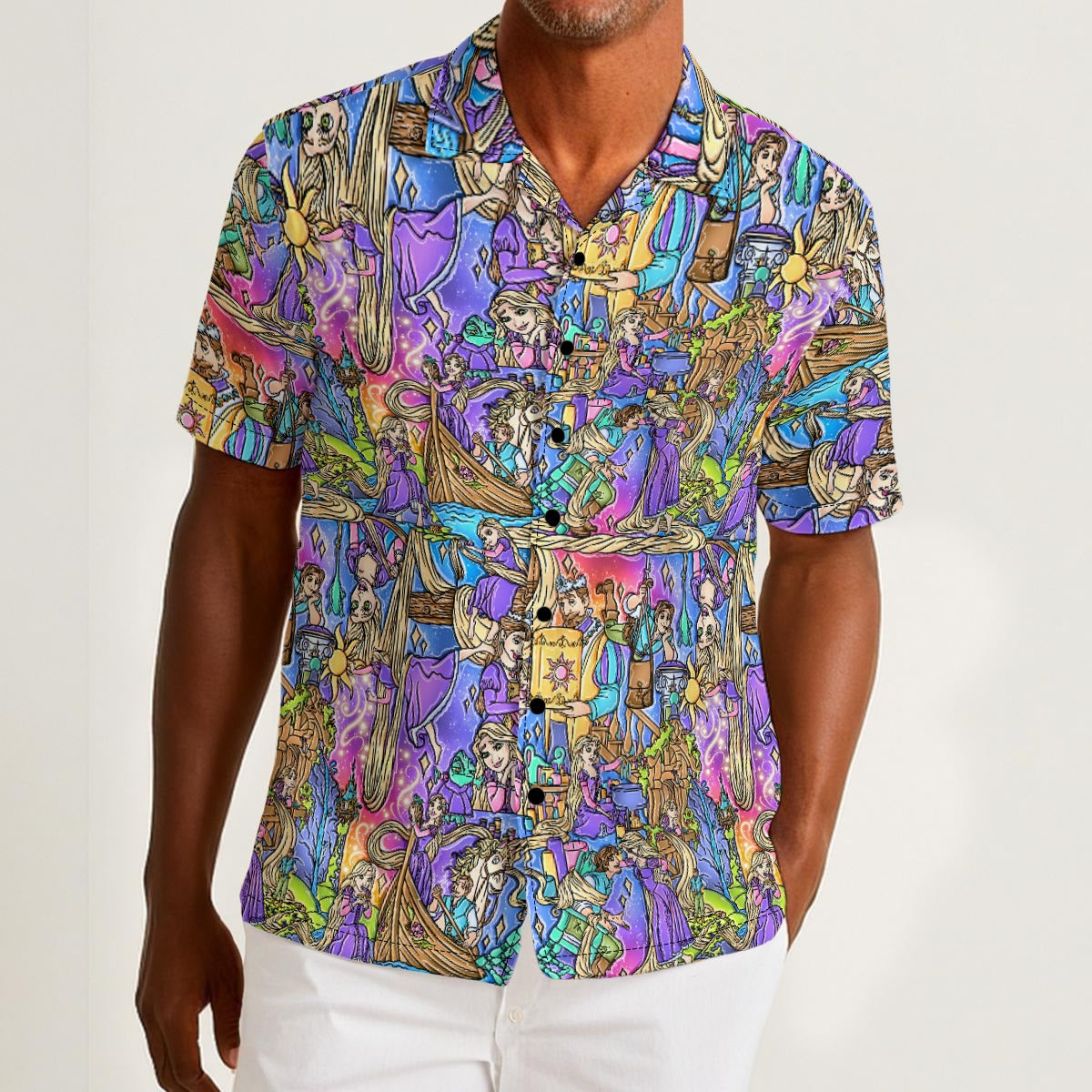 Golden Hair Storybook Scenes - Men’s Cotton-Rich Button Up Shirt