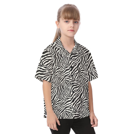 Animal Print - Zebra - Kid's Hawaiian Button Up Shirt