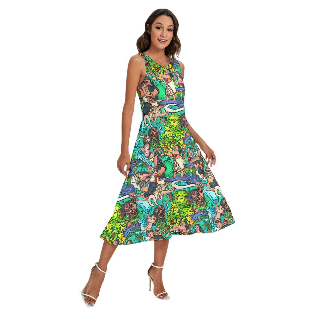 Ocean Voyager Storybook Scenes - Women’s Diagonal Pocket Midi Dress