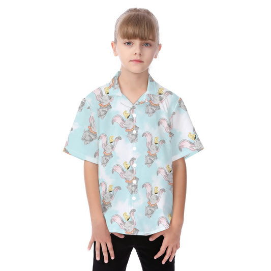 Sketch of Flying Elephant - Kid's Hawaiian Button Up Shirt