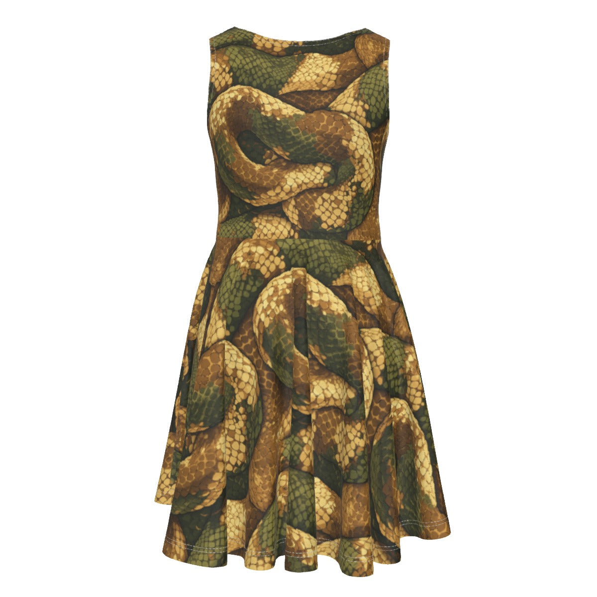 Animal Print - Snake - Kid's Sleeveless Skater Dress